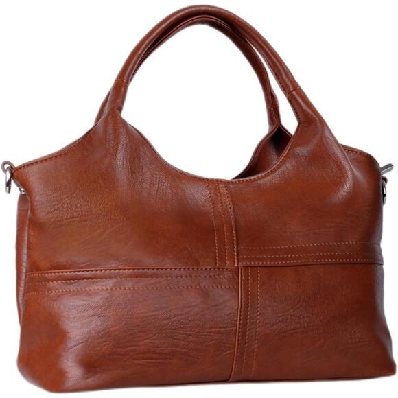 Vegan Leather with Detachable Satchel Strap, Camel - Picture 1 of 6